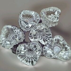 Vtg Beacon Hill (6) Heart Shaped Glass Tapered Candle Holders Cottage Core Boho